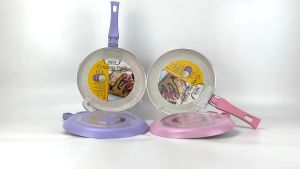 NEW MAKCOOK crepes pan 18cm pastel pinkwhite marble series / wajan walik anti lengket / panci pembuat kulit risol