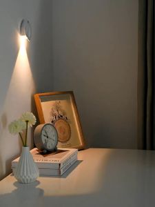 Vimite Motion Sensing Wall Lamp USB Rechargeable 3 Color LED Corridor Stairs Wireless Shell Night Light Adsorption Indoor Decorative Light for Bedroom Living Room Study