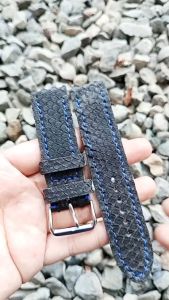 Tali Jam Tangan Kulit Exotic Warna Biru Tua & Garansi 1 Tahun