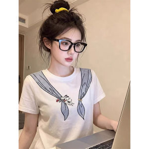 LANMENGYA | Printed White Short Sleeve T-Shirt Women Summer New Design