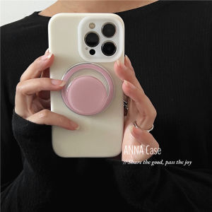 Annacase Ins Style Creamy White Pink Magnetic Liquid Silicone Phone Case Full Cover Shockproof for iPhone 16 pro Max Apple 15 Soft 17