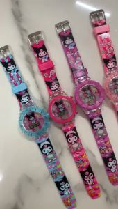 Kuromi Melody Hello Kitty Cute Rabbit Jam budak kids digital watch with light and music cartoon Malaysia ready stock