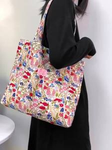 Retro Stylish Flower Print Canvas Bag
