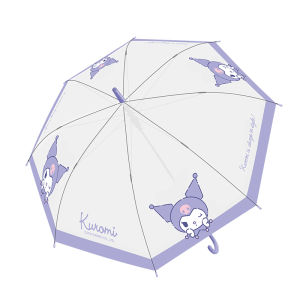 SVORIAHI | Sanrio Official Kawaii Rain Umbrella For Girls School Use Long Handle Frosted Automatic Transparent Plastic Childrens Umbrella