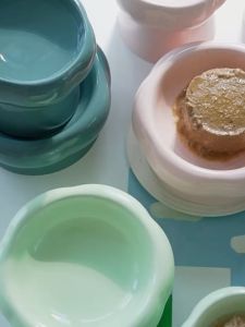 🇸🇬 Ready Stock Pet Bowl Ceramic Elevated Cat Bowl Dog Food Water Snack Bowl Cat Feeding Plate Spine Protection