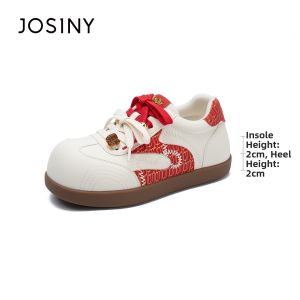 Josiny | Red Thick Sole Elevation Casual Shoes