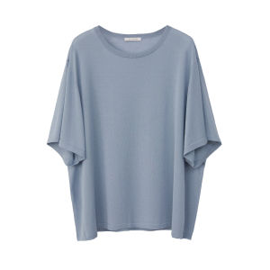 Amyy Studios Summer Knitted T-Shirt 18 Needle Mélange of Lyocell Triacetate Medium Sleeve Breathable round Neck Short Sleeve