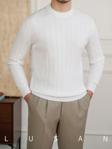 Autumn and Winter Casual Breathable Round Neck Long Sleeve British Pure Color Knitwear T-Shirt
