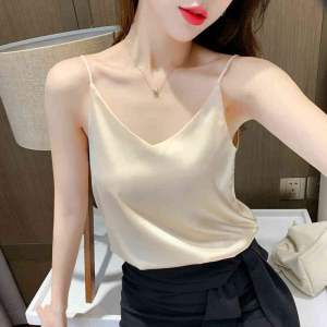 [Delisya.id] ATIKA KOREAN TOP SATIN/TANK TOP SATIN/ATASAN SATIN/ATASAN CASUAL/ATASAN WANITA 071 Atasan V neck Tanktop