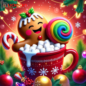 HUACAN Christmas Coffee Cup Diamond Painting New Arrivals 2025 Diamond Mosaic Gingerbread Man Lollipop Rhinestone Pictures