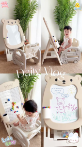 2-in-1 Adjustable Kids Magnetic Drawing Board & Chair | Montessori Whiteboard Easel