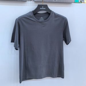 QD 7910 Mens Short Sleeve T-Shirt Elastic round Neck Cotton Lycra Casual Wear Spring Summer Modern Style Solid Color
