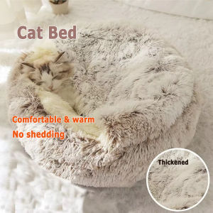 Shell Cat Bed Semi-Enclosed Pet Bed Plush Round Pet Mat Winter Warm Cat Bed Gnaw-Resistant Dog Bed