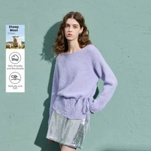 3COLOUR·S | Spring New Design Tie Front Off Shoulder Loose Drop Shoulder Sweater