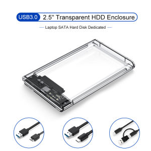 USB 3.0 Transparent HDD Enclosure 2.5" Type C Micro Cable External Hard Drive Disk Case 2.5 Inch SATA Box HDD SSD Computer