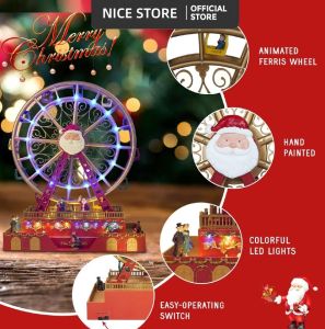 XM6-180350 Skyant Christmas Rotating Santa Ferris Wheel with LED Lights and Music