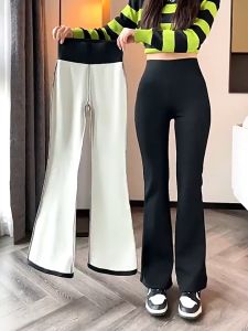 Quần Tây Cạp Cao Giữ Nhiệt Giảm Béo Cho Nữ Sinh Quần Ống Loe Siêu Nhỏ Ấm Áp Thời Thượng