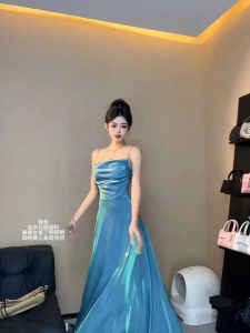 High-End Chic Hobo Vest-Style Dress for Women Sleeveless Summer A-Line Skirt with Swing Collar and Zipper Long Dress