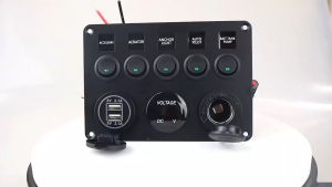 KING Saklar Switch Panel Mobil 5 Tombol Kapal RV LED Dual USB Charger Voltmeter Power Outlet 4.2A