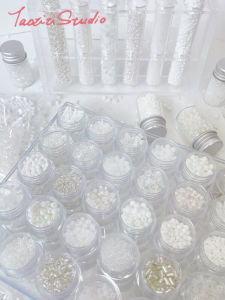 ลูกปัดแก้วลิเบียสีขาว 10 กรัม อุปกรณ์ทำเครื่องประดับ DIY แฮนด์เมด อุปกรณ์ทำแหวนและสร้อยข้อมือ