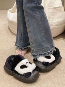Cotton Slippers Female Winter Student Dormitory Cute Panda Stuffed Heattech Eva Thick Sole Indoor and Outdoor Ankle Wrap Cotton Shoes