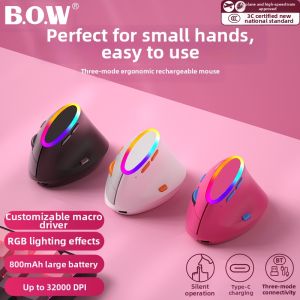B.O.W | Wireless Bluetooth 3-Mode Ergonomic Vertical Mouse for Computers