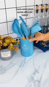 SPATULA SILIKON SET 11IN1+WADAH / Alat Masak Silikon Tahan Panas / KITCHEN TOOLS SET 11IN1