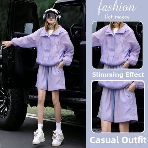 LIANGYILAILIN | Purple Stylish Long Sleeve Casual Sportswear Set 2PC