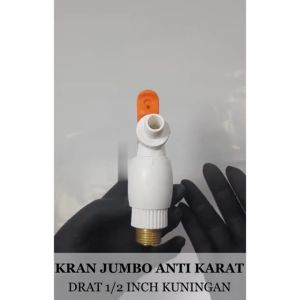 Kran Jumbo PVC PRR 1/2 3/4 inch Kran Air Tembok Drat Kuningan Engkol
