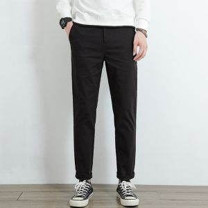 ROMON | Loose Fit Pure Cotton Mens Casual Pants Autumn Winter New Style Fashionable Straight Leg Business Casual Nine-Tenths Long Trousers