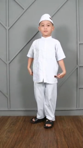 SETELAN KOKO ANAK LENGAN PENDEK FULL KANCING MOTIF BORDIR | SETELAN BAJU MUSLIM ANAK LAKI-LAKI BY NUR-SY
