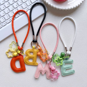 Fashionable Leather Letters Paired With Creative Cartoon Wristbands Mobile Phone Universal Lanyards And Accessory Pendants