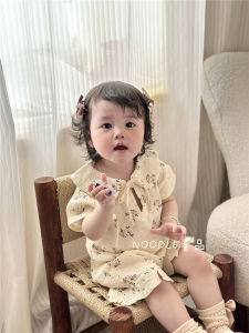 Lightweight Summer Floral Print Short Sleeve Collared Outfit for Girls Casual Two-Piece Set Korean Style Childrens Clothing