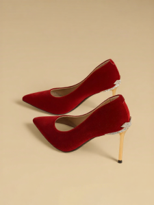 Josiny | Wedding Engagement Silk Velvet Pointed High Heels