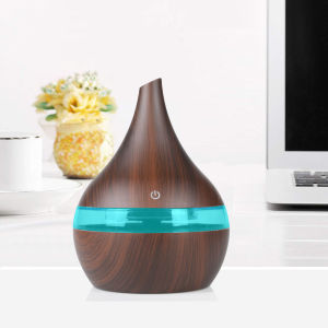 300ML 7LED Wood Grain Humidifier With Essential Oil Aromatherapy Air Purifies Mute Diffuser Aroma For Household Office