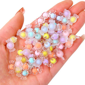 50pcs Acrylic Candy Shape Beads Charm Loose Spacer Beads For Necklace Bracelet Keychain DIY Jewelry Craft Making Accessories