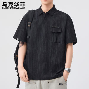 Mark Fairwhale | Áo Polo Nam Mỏng Gió Kiểu Dáng Vintage Sọc Mỹ Thời Trang