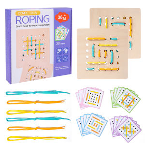 Kids Montessori Wooden Toys Rope Board Fine Motor Skill TrainingPuzzle Logical Thinking Social Games Early Education Aid For Kid