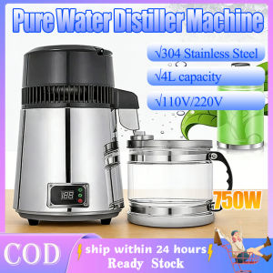 Electric Pure Water Distiller Machine Stainless Steel Distillation Purifier Distilled Water With Dual Temperature Display 4L Capacity  Distiller Water Distillery Machine 110V/220V 750W Timing For Home Office Living Room