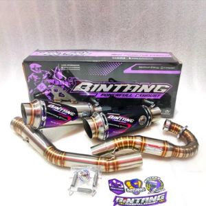 Knalpot CRF 150 - KLX 150 -D Tracker 150 Type Mp 2 Logo Ungu Leheran Atas Original Bintang Powerfull