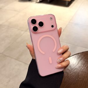 CHUANGYIWEI | Pink Ultra Thin Icy Frost Magnetic Charging Phone Case