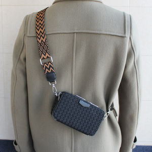Mini Leather Woven Crossbody Bag for Men And Women Hard Leather Double Zipper Mobile Phone Bag Single Shoulder Bag Handbag
