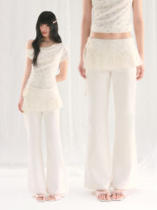 Weekend hub | Removable Sequins Flared Lazy Pants Set