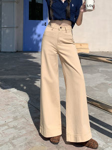 Khaki High Waist Wide Leg Jeans Womens Straight Loose Slimming Drapey Versatile Floor-Length Pants Spring 2025 New Style