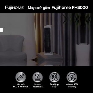 Máy sưởi gốm FH3000 Nhập Khẩu không khô da FUJIHOME điều khiển từ xa quạt sưởi ấm phòng tiết kiệm điện mini heaters