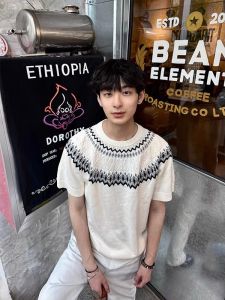 Stay the Night Isle Knitted Wool Blend Cool Silk round Neck Comfortable Breathable Shoulder Insert Short Sleeve Mens T-shirt