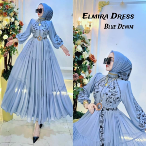 Elmira Dress Ceruty Apk Bordir Gamis Wanita Terbaru 2024 Viral Dress Kondangan Wanita Elegan Hijab
