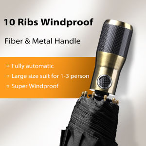 Luxury Big Automatic Umbrella Carbon Fiber Handle Business Folding Men Umbrellas Windproof 10 Ribs Golf Umbrella Outdoor Umbrella Rain
