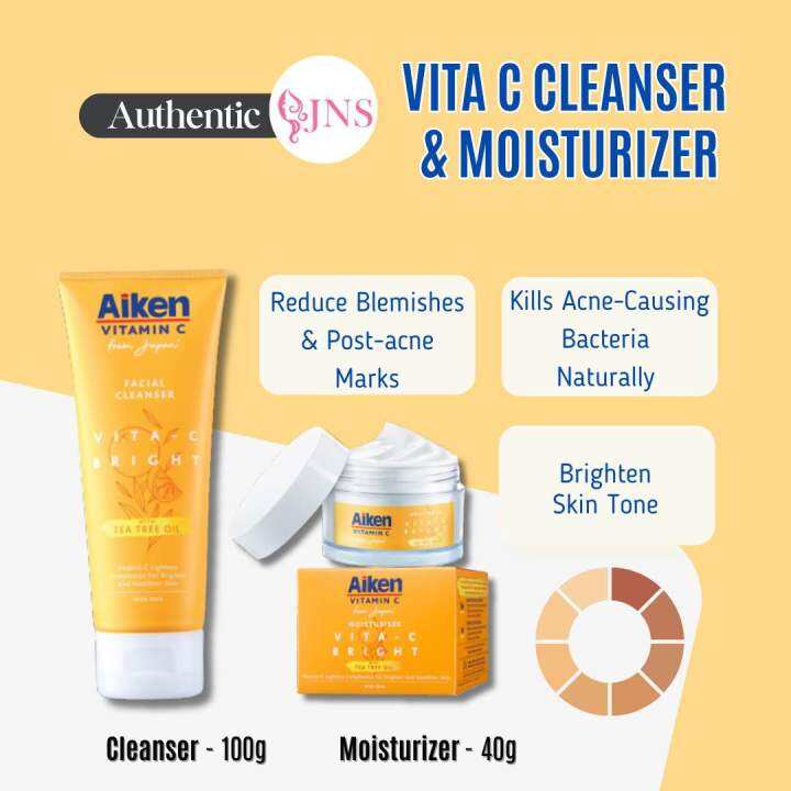 Aiken Vita C Bright Whitening Cleanser 100g Moisturizer 40g