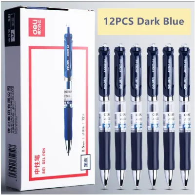DELI Retractable Gel Pens 0.5mm12pcs/Box Black Blue Red Ink Smooth Click Pens for Writing Office & School Supplies
